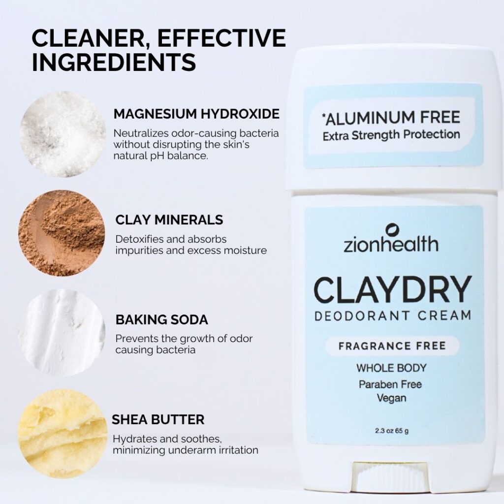CLAYDRY™ CREAM Whole Body Deodorant – Fragrance Free