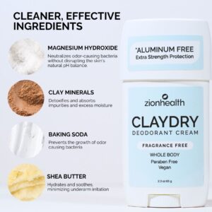 CLAYDRY™ CREAM Whole Body Deodorant – Fragrance Free