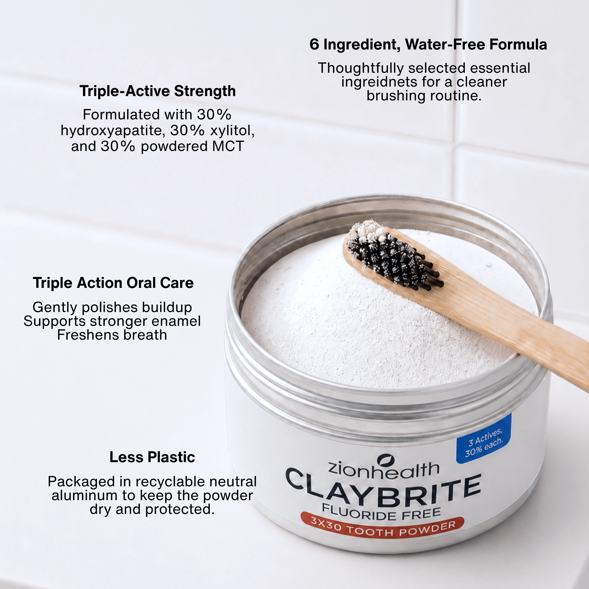 CLAYBRITE® 3 X 30 Tooth Powder